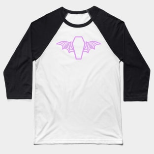Batwing Coffin - Lavender on Black Baseball T-Shirt